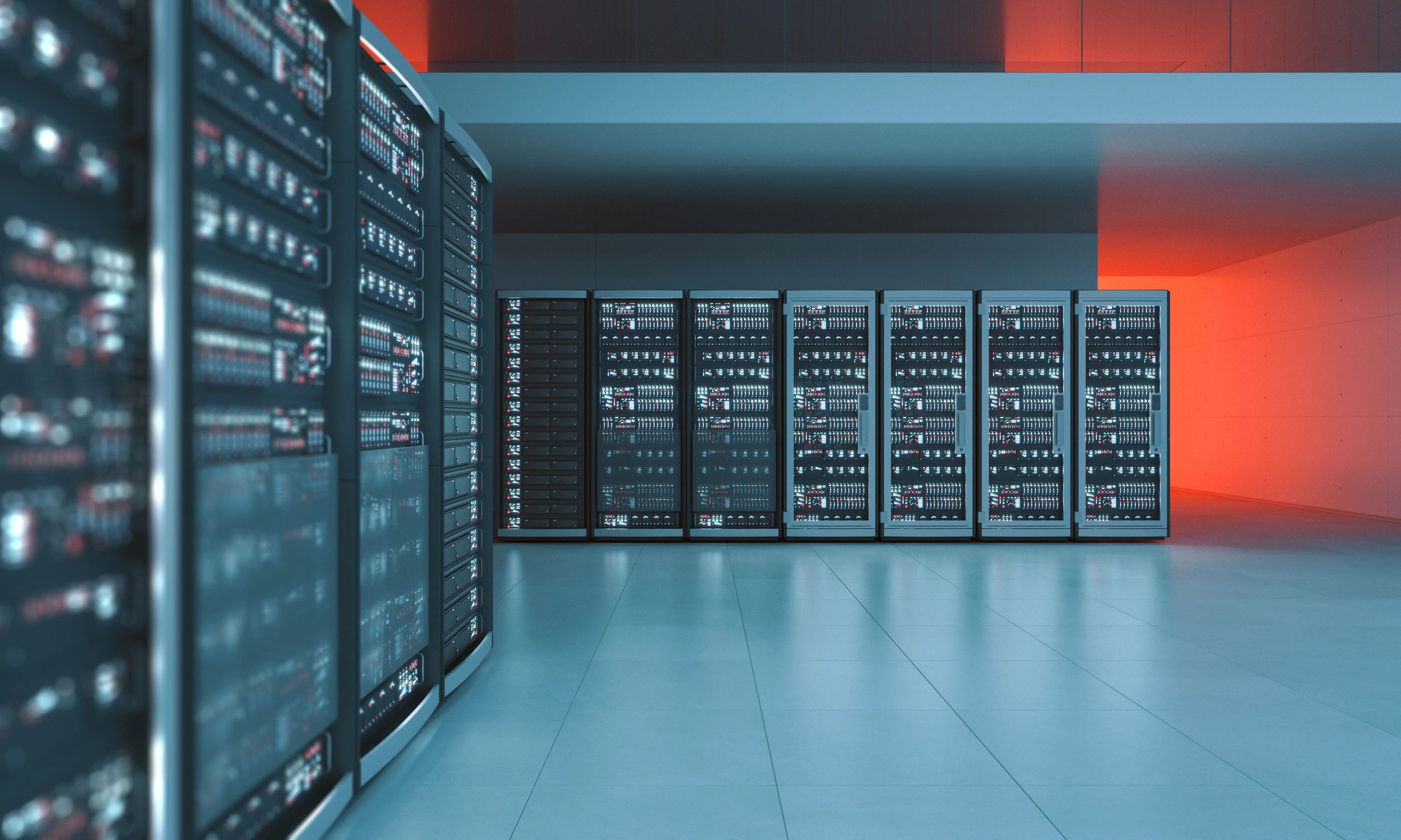 High-density server racks in a modern data center environment
